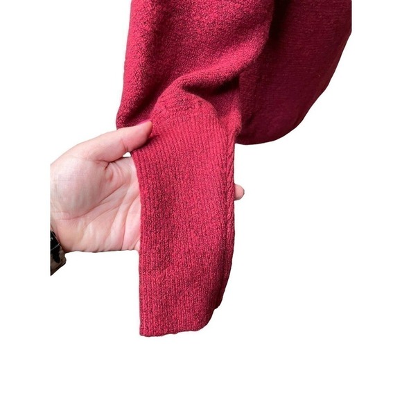 RACHEL PARCELL Beet Red Puff Sleeve Wrap Sweater Size Large - Picture 6 of 10